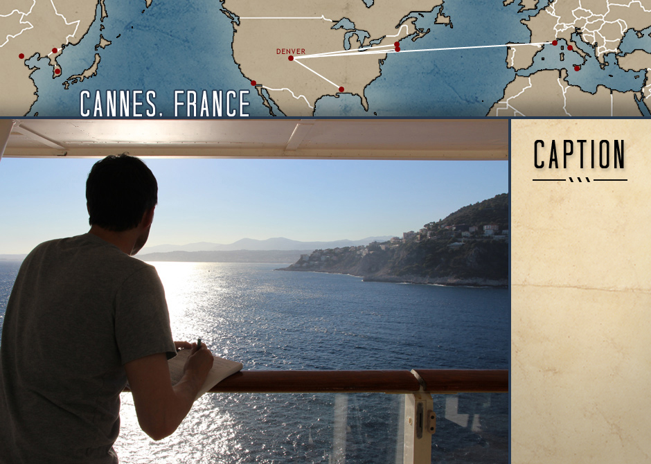 Devotion research tour: Adam Makos as he watches Cannes, France vanish in the distance. 