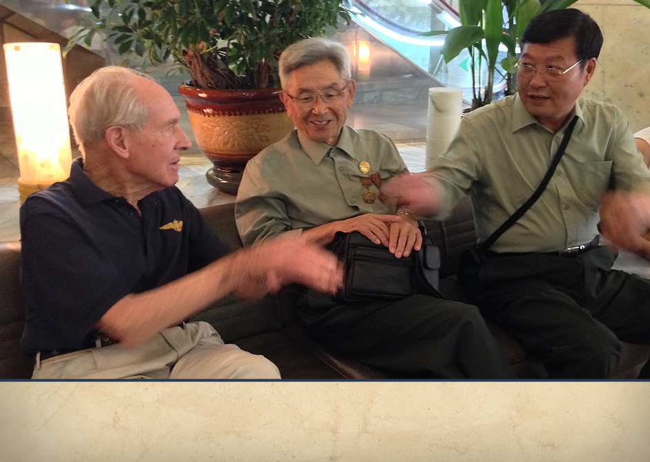 Thomas J. Hudner, Jr. with Chinese veterans of the Korean War. 