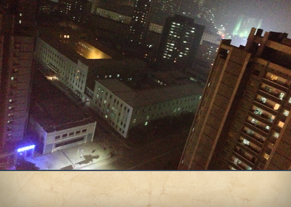 The "show city" of Pyongyang as seen from the Koryo hotel.
