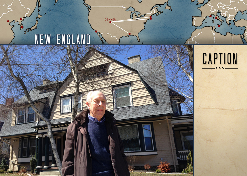 Devotion research tour: Tom Hudner in front of his boyhood home. 